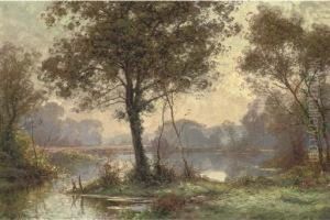At The Lake In The Forest, Dawn by Albert Gabriel Rigolot