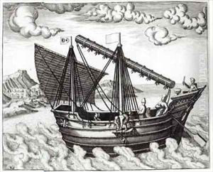 A Chinese Junk by Johannes Baptista van, the Younger Doetechum