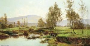 A French River Landscape by Albert Gabriel Rigolot
