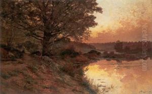 Wooded Landscape By The Lake by Albert Gabriel Rigolot
