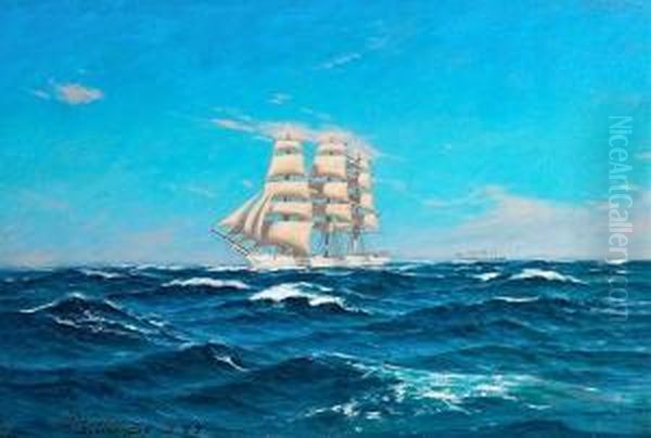 A White Yacht In Open Sea - view 1