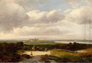 Travellers In A Landscape, A Town Beyond by Hermanus Jan Hendrik Rijkelijkhuijsen