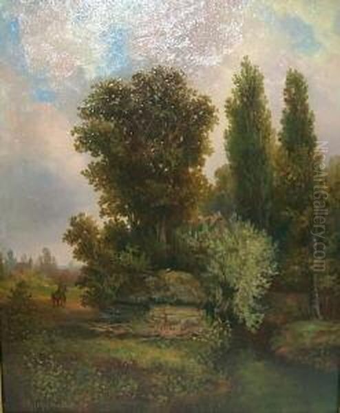 Pendant "herbstliche Baumgruppe
Mit Flus Und Reiter" Und "wiesenlandschaft Mit Birken, Fluschen Und Zwei
Personen". Unten Links Bez. Rechts Signiert. Ol Auf Eichentafel. 44 X
36 Cm . 2/1 - view 1