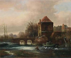A Winter Landscape by Hermanus Jan Hendrik Rijkelijkhuijsen