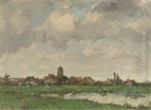View Of A Village By A Meadow View Of A Village By A Meadow