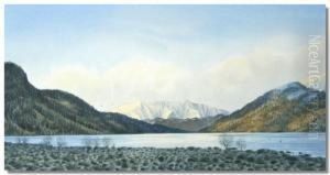 Continental Landscape With Snow Cap Mountains Beyond by John Riley