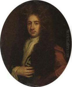 Portrait Of A Gentleman, Bust-length, In A Red Robe And Blue Wrap