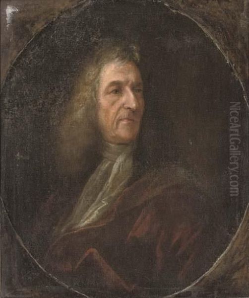 Portrait Of A Gentleman, Bust-length, In A Red Robe And White Cravat - view 1