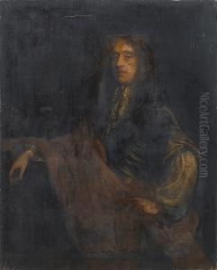 Portrait Of A Gentleman,
Three-quarter-length, In A Blue Coat A Brown Wrap And White Lace Jabot by John Riley