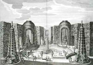 The fountain in the maze at the Princely Pleasure Palace and Gardens Berlin by Paul (the Elder) Decker