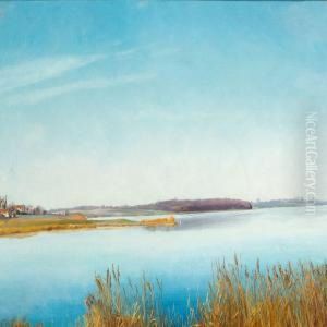 Spring Day At Karrebaeksminde With Blue Sky And Blue Water by L.A. Ring