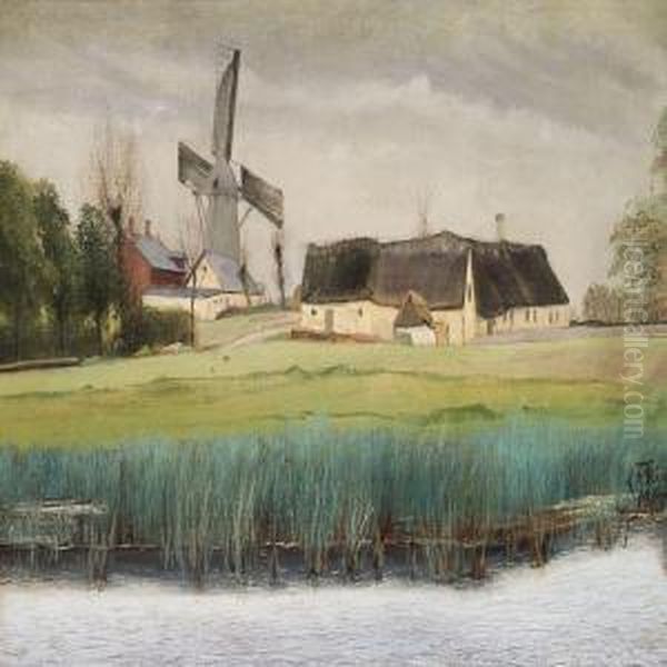Farmhouse And Mill At A Lake - view 1