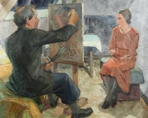 Artist And His Model. by L.A. Ring