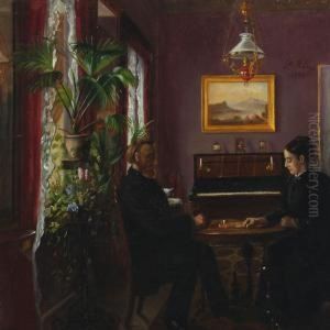 Interior With A Gentleman And A Lady by Laurits Andersen Ring