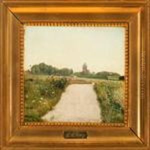 Sunlit Road To The Church In Taastrup, Summer by Laurits Andersen Ring