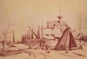 Village on route to Moscow by Andre Durand