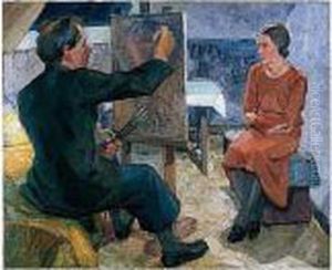 Maler Og Model (the Painter And His Model) by Laurits Andersen Ring