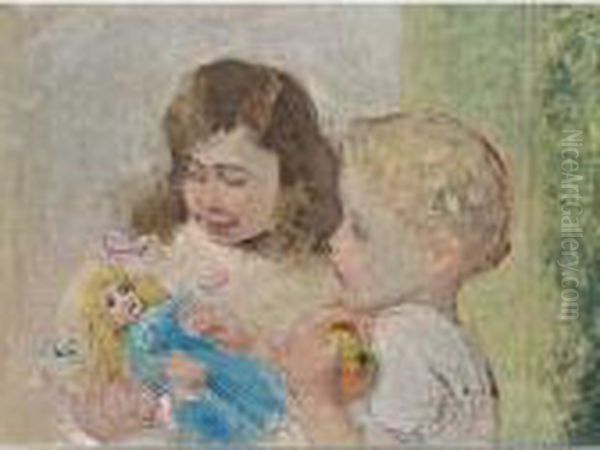 Children Playing With A Doll - view 1