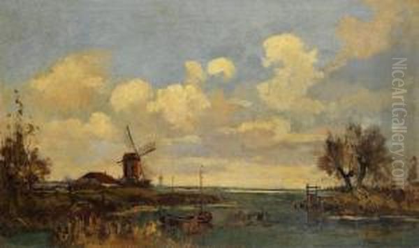 Hollandische Landschaft Mit Windmuhlen - view 1