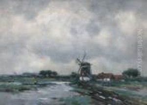 Weids Polderlandschap Met Molen Envissertje Op De Voorgrond