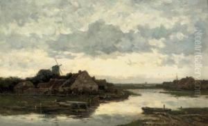 Avond Stond Bij Hagen: Houses Along A River