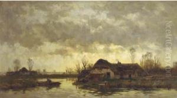 Na Zonsondergang: A River Landscape At Dusk - view 1