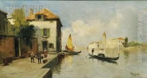 View Along The Grand Canal, Venice by Virgilio Ripari