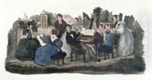 Musical gathering in a garden by Duvelleroy