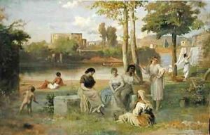 Washing on the Tiber by Heinrich Dreber
