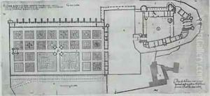 Plan of the enclosed gardens and Chateau de Gaillon 2 by J. Androuet (du Cerceau) Ducerceau