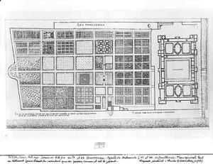Plan of the Palace and Garden of the Tuileries Paris by J. Androuet (du Cerceau) Ducerceau