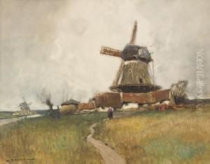 Dutch Landscape With Windmill by William Frederick Ritschel