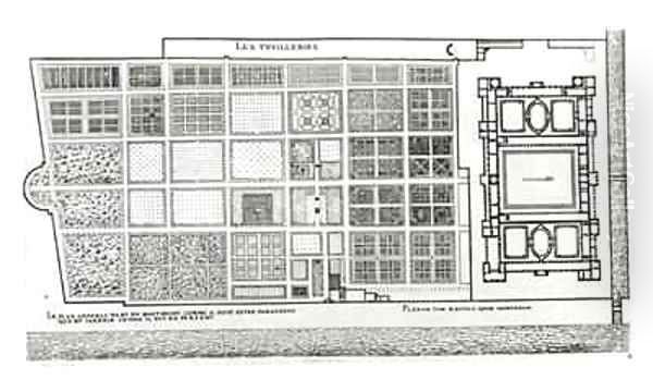 Plan of the Palace and Garden of the Tuileries in Paris in the 16th century - view 1
