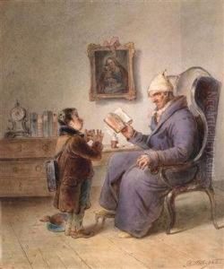 Knabe Mit Schulranzen by Eduard Ritter