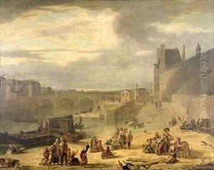 View of the Grand Gallery of the Louvre the Tuileries and the Pont Royal by J.F. De Pelchin