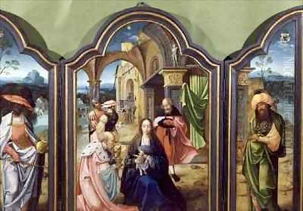 The Adoration of the Kings the Two Wings Depicting Melchior and the Negro King Balthazzar and the Central Panel Caspar - view 1
