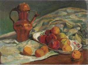 Natura Morta Con Pesche E Albicocche by Giuseppe Rivaroli
