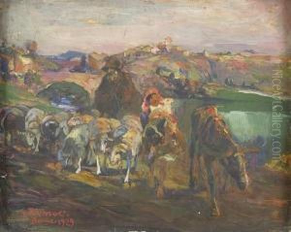 Campagna Romana Con Pastorella E Gregge - view 1