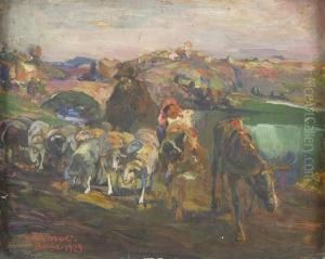 Campagna Romana Con Pastorella E Gregge