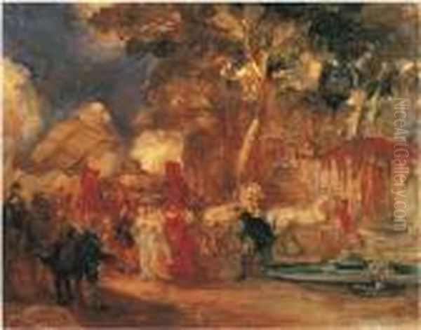 Scena Con Carrozza E Cavalieri - view 1