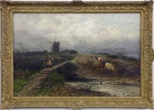 Country Scene Cows Crossing River by Leopold Rivers