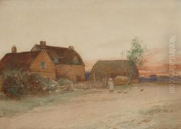 A Farmstead At Sunset. - view 1