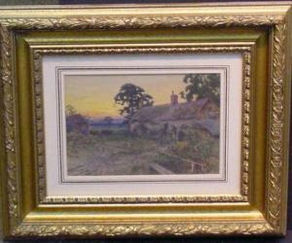 Thatched Farmhouse At Sunset - view 1