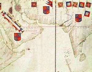 Fol 16 Map of Persia Arabia and India from an atlas by Fernao Vaz Dourado