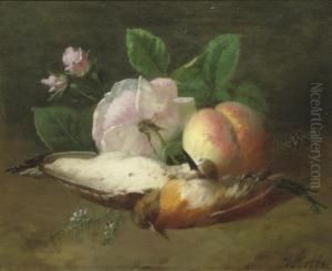 Song Birds, A Peach, Pink Roses And Heather by Henri Robbe