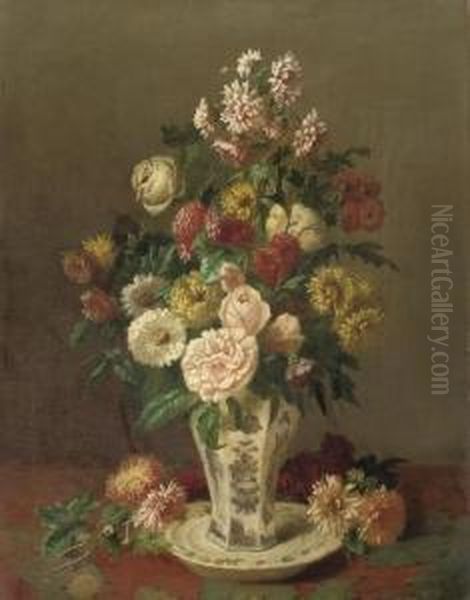 A Mixed Bouquet With Chrysanthemums And Roses - view 1