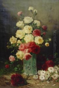 Stilllebenmit Rosen Und Chrysanthemen