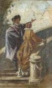 Begegnung Auf Der Treppe. by Emile Robellaz