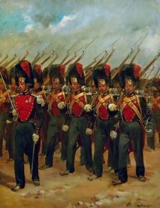French soldiers marching by Henri-Louis Dupray