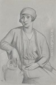 "femme A La Cruche". by Theophile Paul Robert